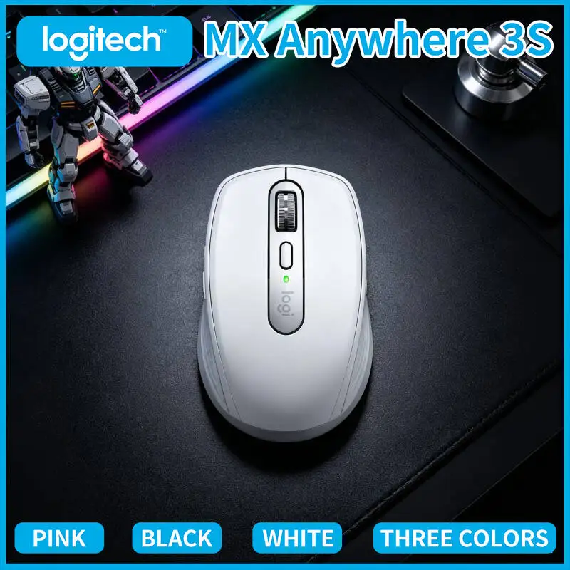 Logitech MX Anywhere 3S Office Mouse - 8000 DPI, MagSpeed Scroll, Silent Click, USB-C Quick Charge, Anti-Slip Grip