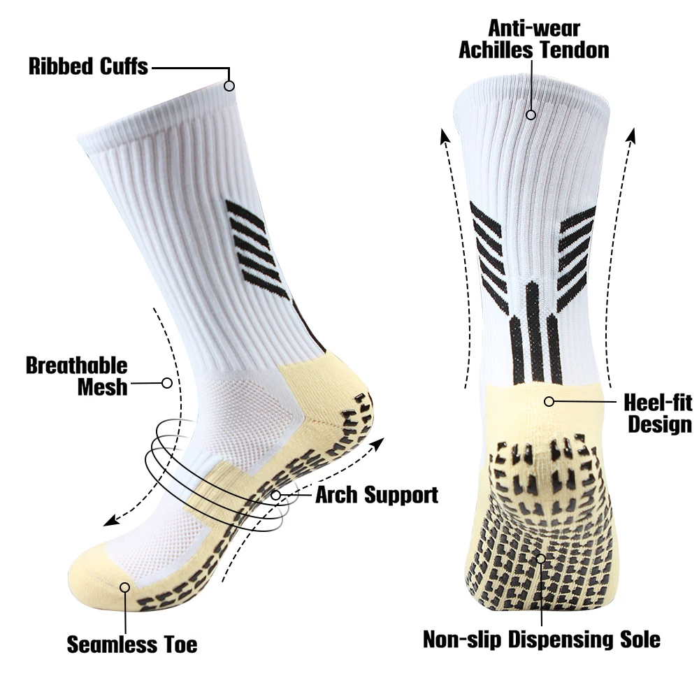 1Pair Anti-slip Athletic Socks for Men Women Kids Children Elderly Non-slip Slipper Grip Trainning Sock for Soccer Football Yoga