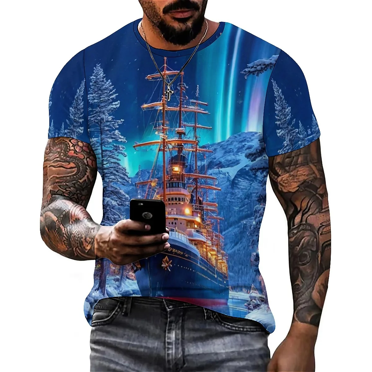 

Holiday Outfit Colorful T-Shirt - Men's 3D Printed Short-Sleeve Shirt Style Silky Loose Top