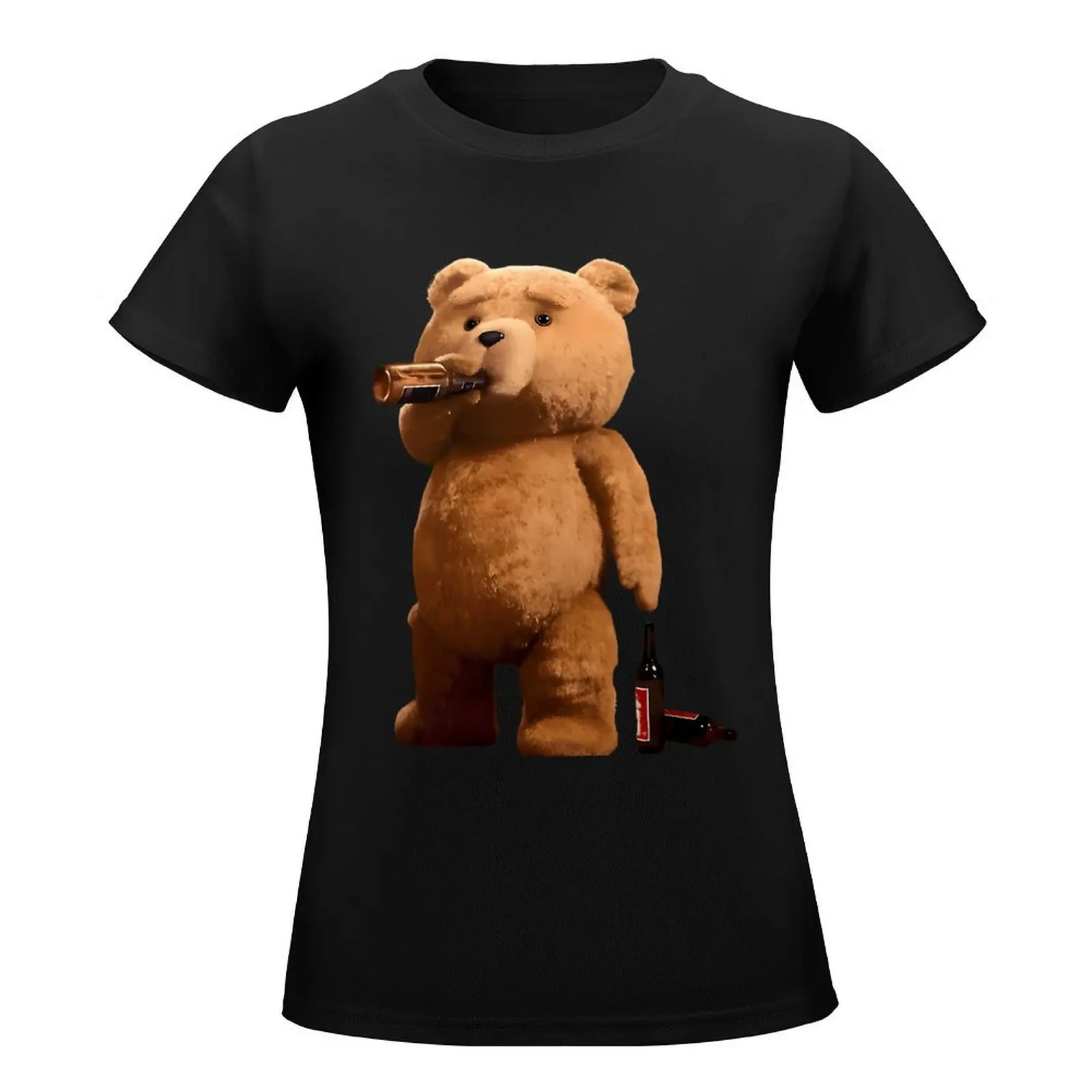 Ted the bear drinking beer T-Shirt funny animal prinfor tight shirts for Women