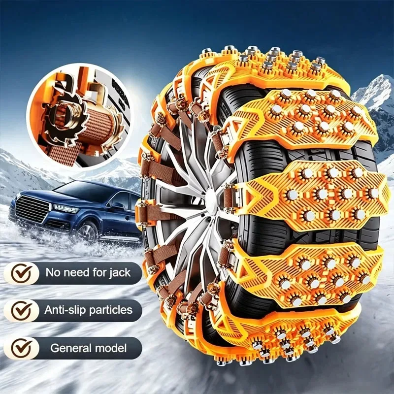 1-4PCS Car Winter Snow Chains Universal Fit  Anti Slip Traction Aid Protect Tire Rims for SUV Sedan Van