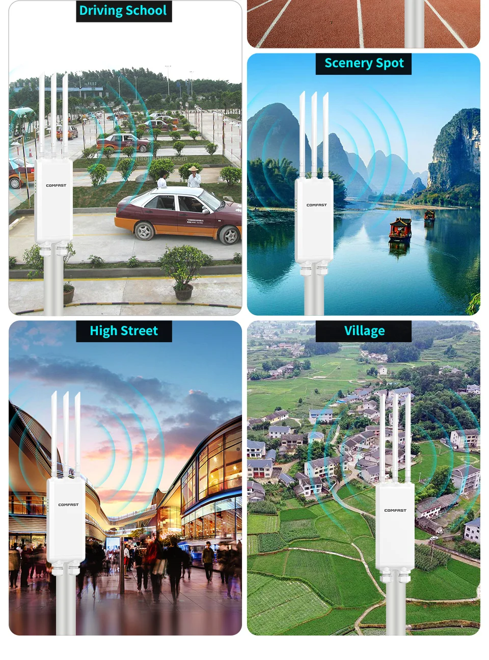 High Power Outdoor Wireless Access Point AC1300 Wetterfester WLAN-Router/AP-Repeater/Extender 2,4/5G High Gain-Antenne 48VPOE EU