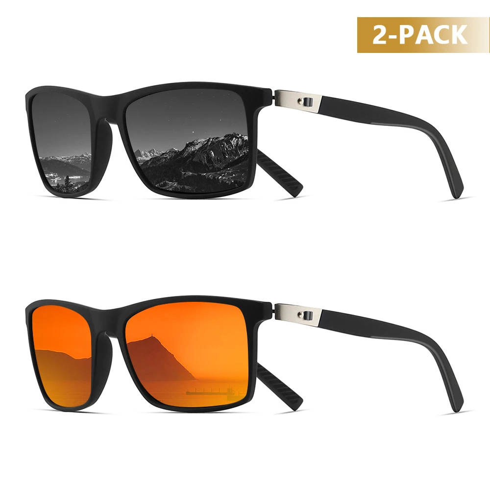 

CRIXALIS 2PCS Rectangle Polarized Sunglasses for Men Women Vintage Square Outdoor Driving Fishing Sun Glasses Male Female UV400