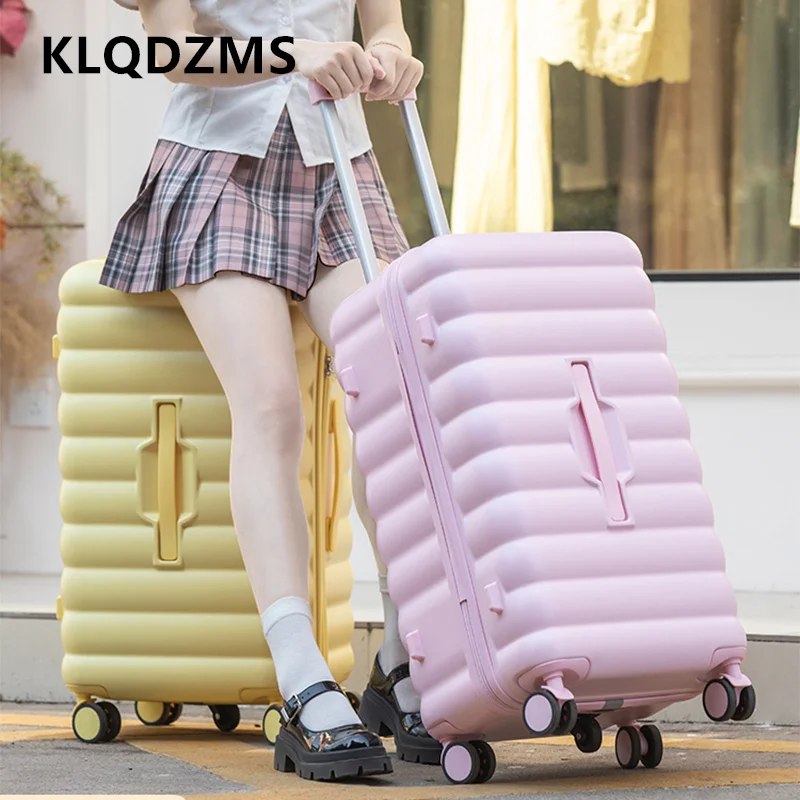 

KLQDZMS High Quality Suitcase Large Capacity Trolley Case ABS+PC Boarding Box 20"22"24"26"28 Inch Women's Rolling Luggage