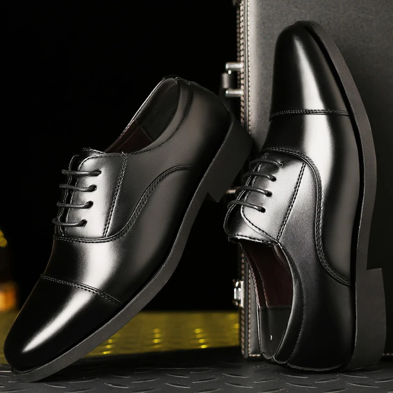 Men Breathable Rubber Formal Dress Shoes Male Office Wedding Flats Footwear Mocassin Homme Business Faux Leather Shoes