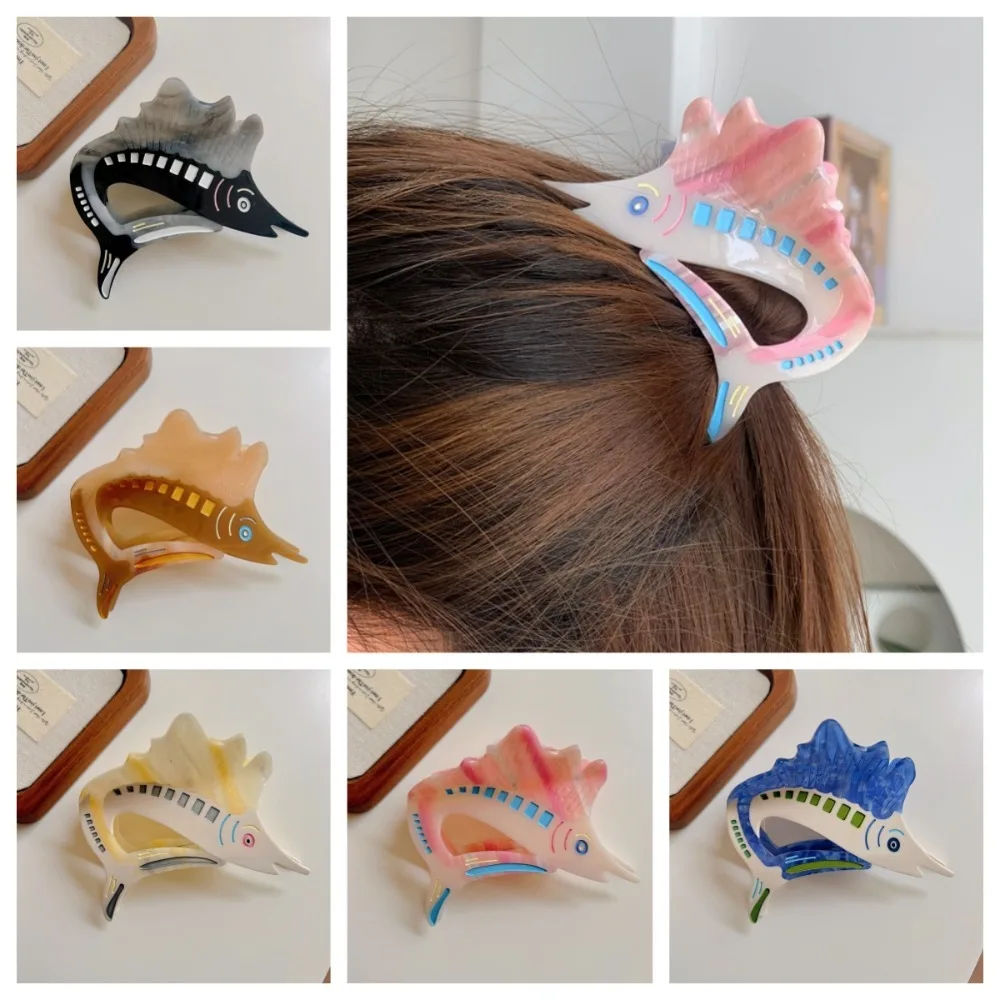 

Fish Tuna Hair Claw Sweet Korean Style Acetate Ocean Tunny Hair Clip Acetic Acid Cartoon Marine Organisms Shark Clip Female