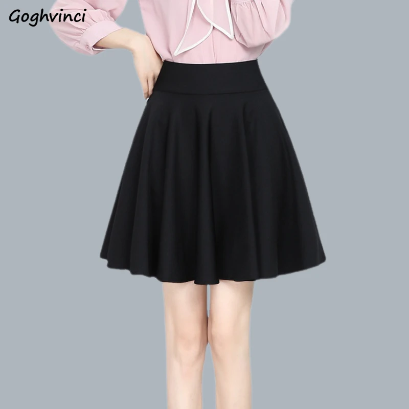 

Pleated Skirts Women High Waist Anti-exposure Solid Big Swing Korean Fashion All-match Spring Chic A-line Casual Comfortable Ins