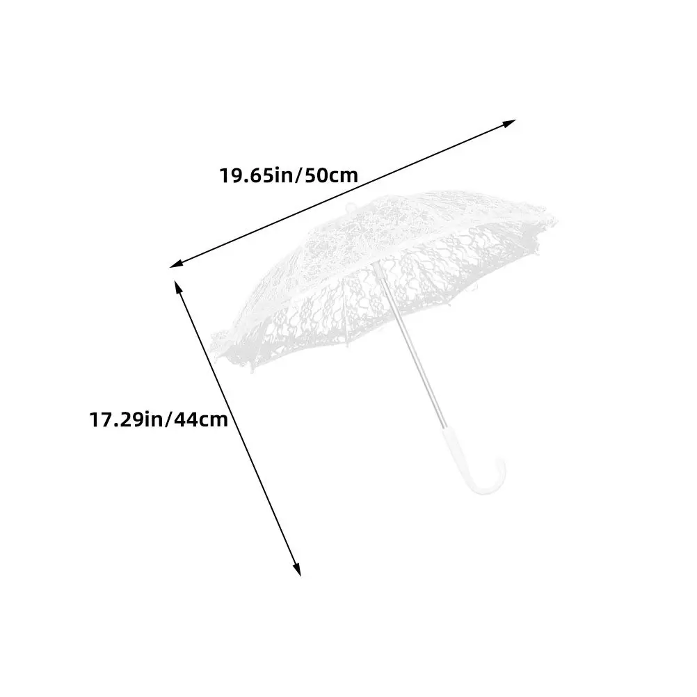 2Pcs Lace Wedding Parasol Umbrella Handmade Floral Embroidery Bride Accessory for Bridal Photo Shoot Stage Performance Decor
