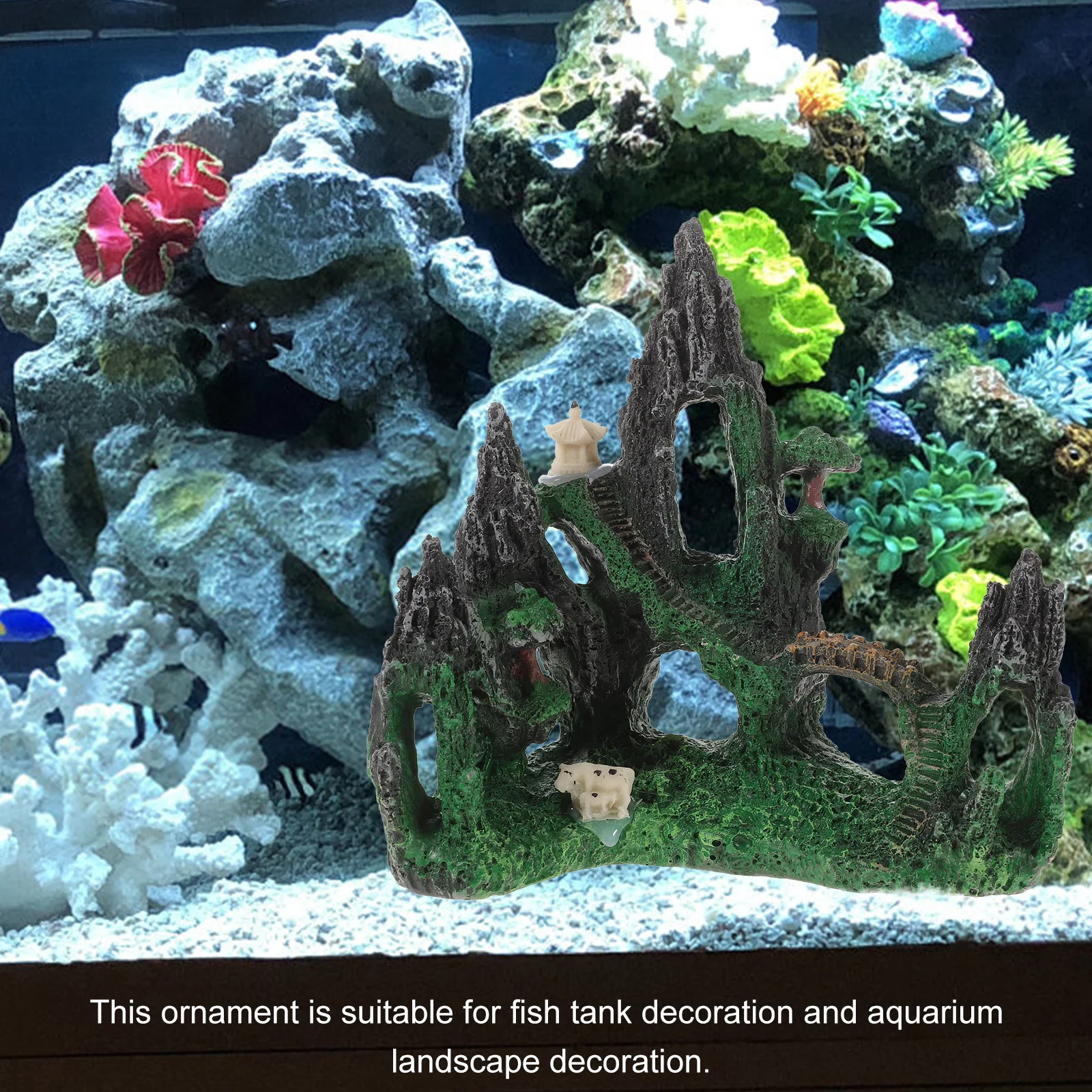 

Resin Aquarium Ornament Safe for Fish Minimal Maintenance Landscape Accessory Decorative Tower Aquarium Ornament