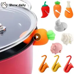 1Pcs Silicone Pot Lid Anti-spill Rack Heat-resistant Anti-Overflow Stoppers Pot Cover Lifter Holder Creative Kitchen Tool Gadget