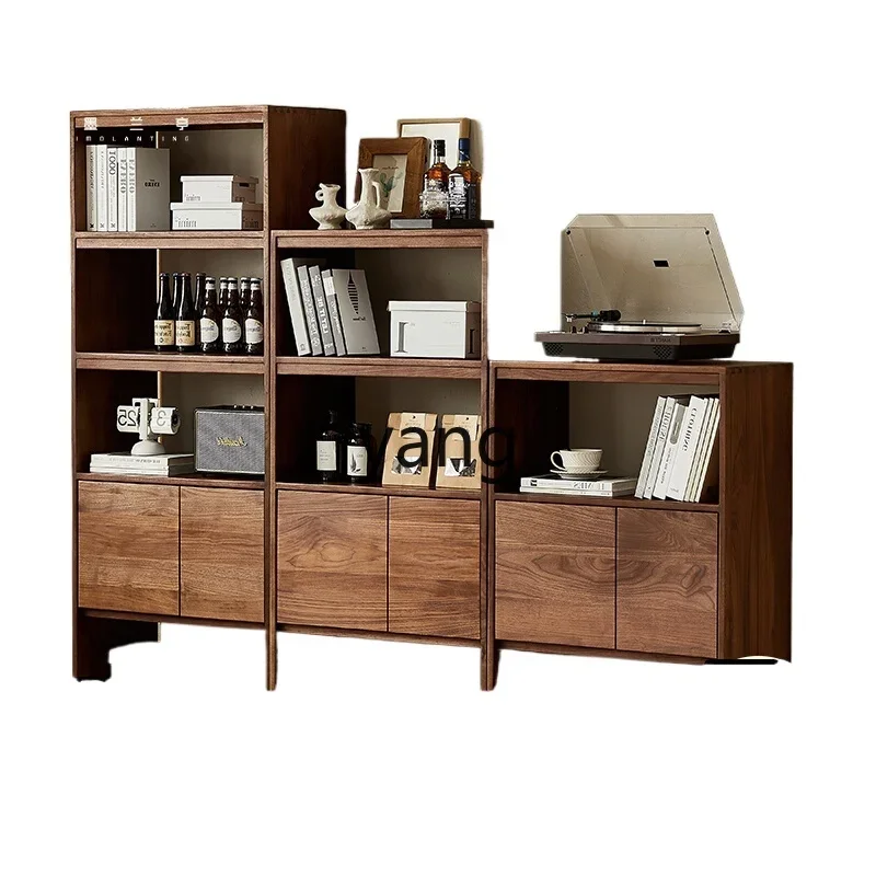 

LH all solid wood bookcase Nordic floor-to-ceiling home bookshelf with door Free combination storage cabinet
