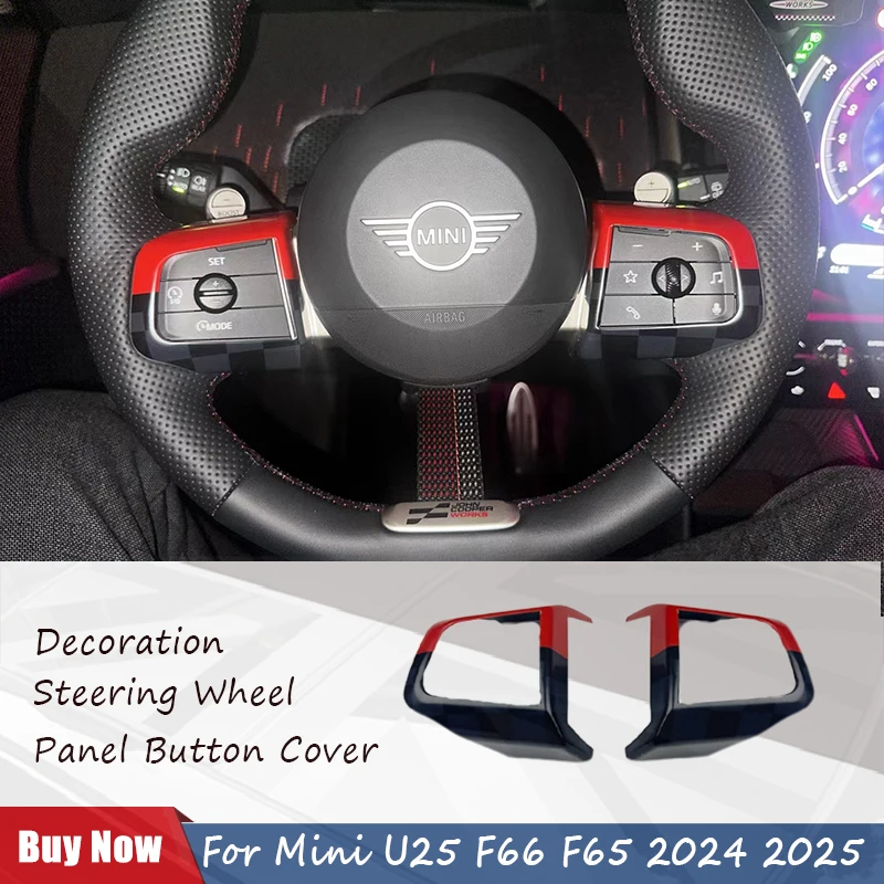 

For Mini U25 F66 F65 2024 2025 Steering Wheel Panel Button Cover Styling Sticker For Mini J01 EV J05 Aceman Car Accessories