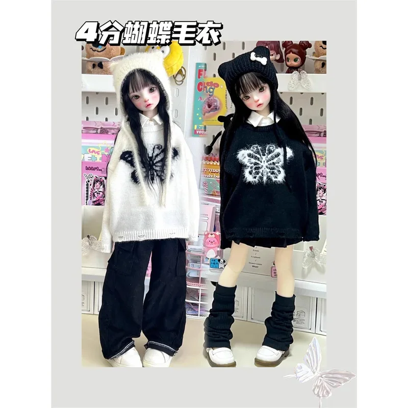 

New Arrival BJD Doll Clothes for 1/4 1/6 MSD MDD YOSD Doll Black White Sweater Doll Clothing Accessories (Excluding Dolls)