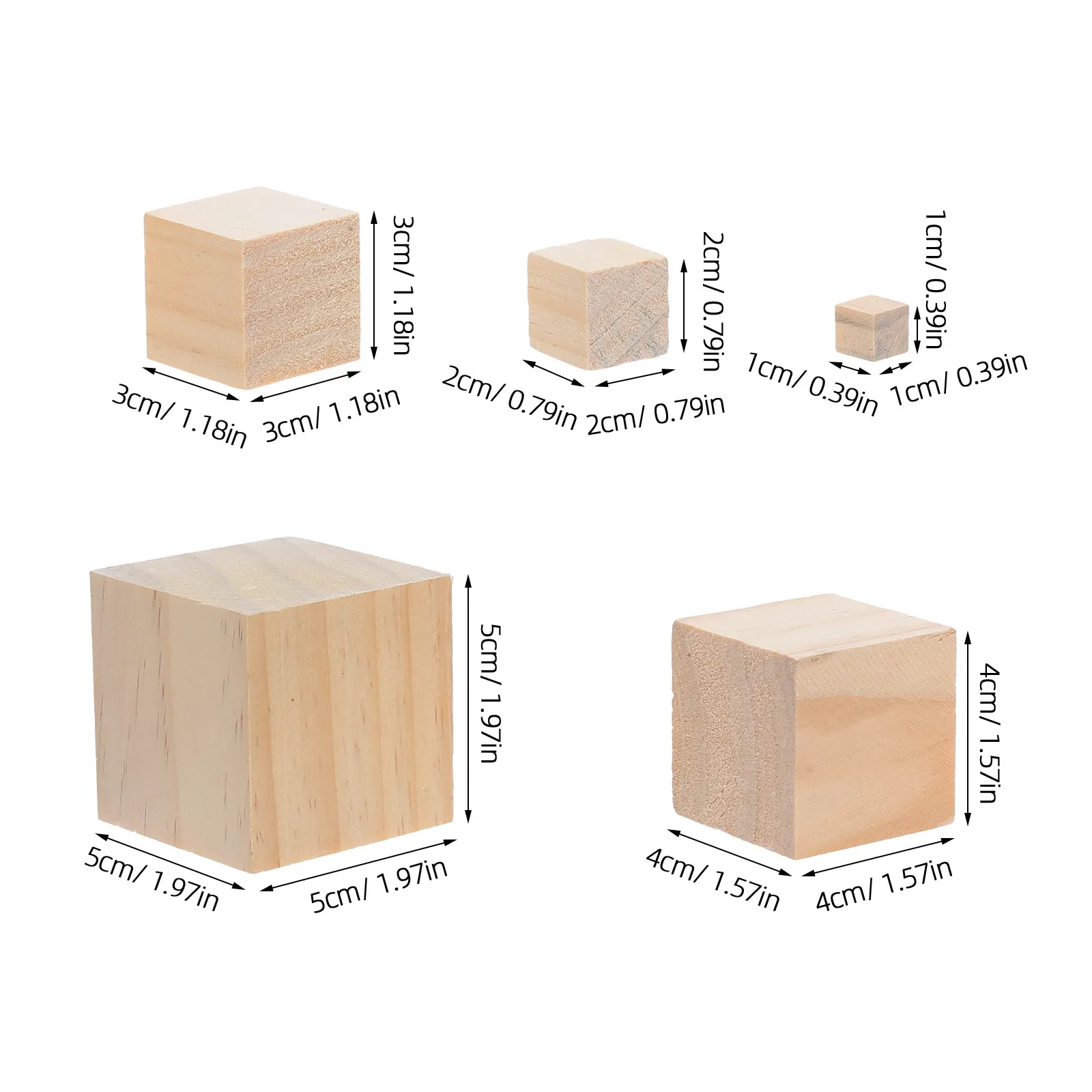 80 قطعة من مكعبات الخشب الطبيعية غير المكتملة للأطفال، مقاسات 1/2/3/4/5 سم، مكعبات خشب الصنوبر للرسم والبناء والحرف اليدوية للأطفال.