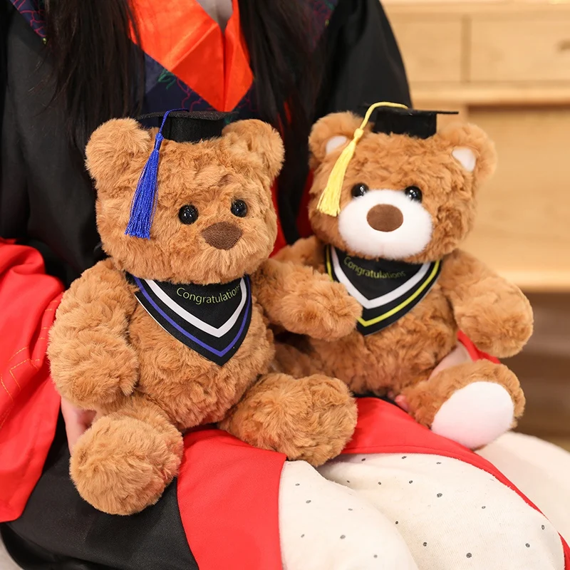 22/32cm 2025 새로운 만화 졸업 곰 봉제 인형 귀여운 의사 모자 곰 동물 부드러운 인형 장난감 홈 장식 어린이를위한 선물