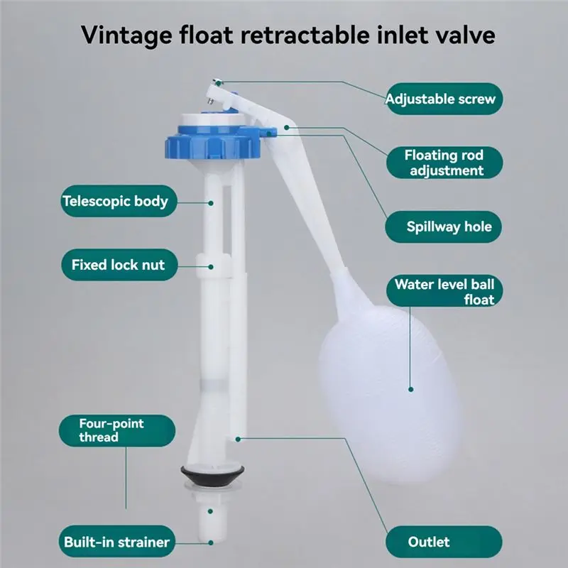 B52C Adjustable Old Type Toilet Tank Balls With Inlet Valve G1/2 Float Ball  For Control Water Level Toilet Accessories