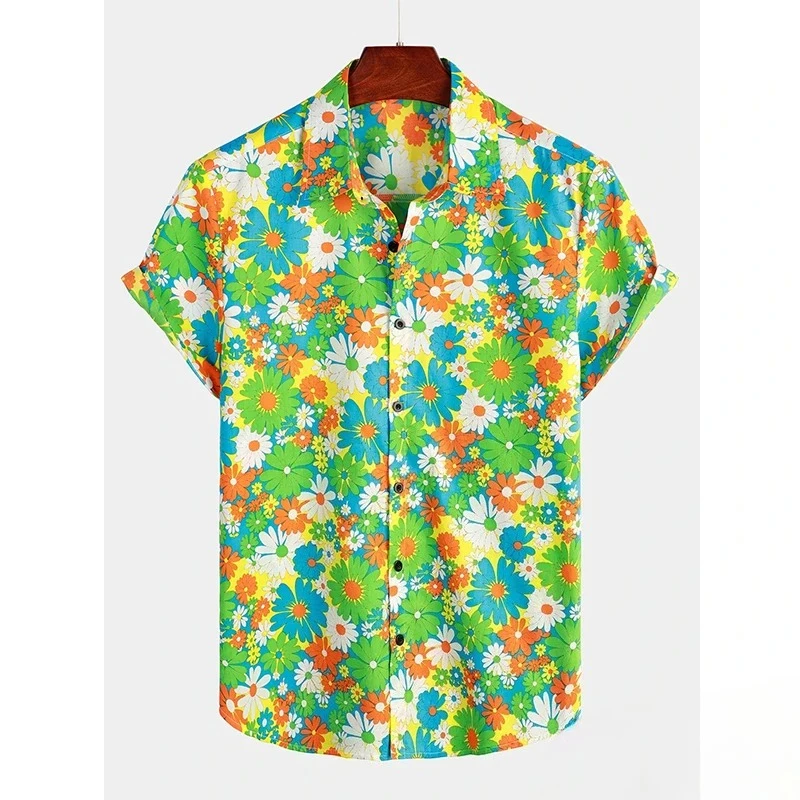 2025 قميص هاواي صيفي للرجال الصيف الأزهار تي شيرت الشاطئ زهرة يطبع قصيرة الأكمام قميص بلايز عادية الكبار تصميم ملابس للرجال #3