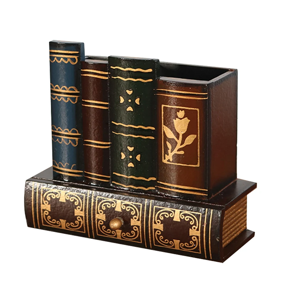 

Wooden Pen Retro Desk Decor Retro Stationery Storage Holder Pen Container Stationery Storage Office Study School Use Brush Pot