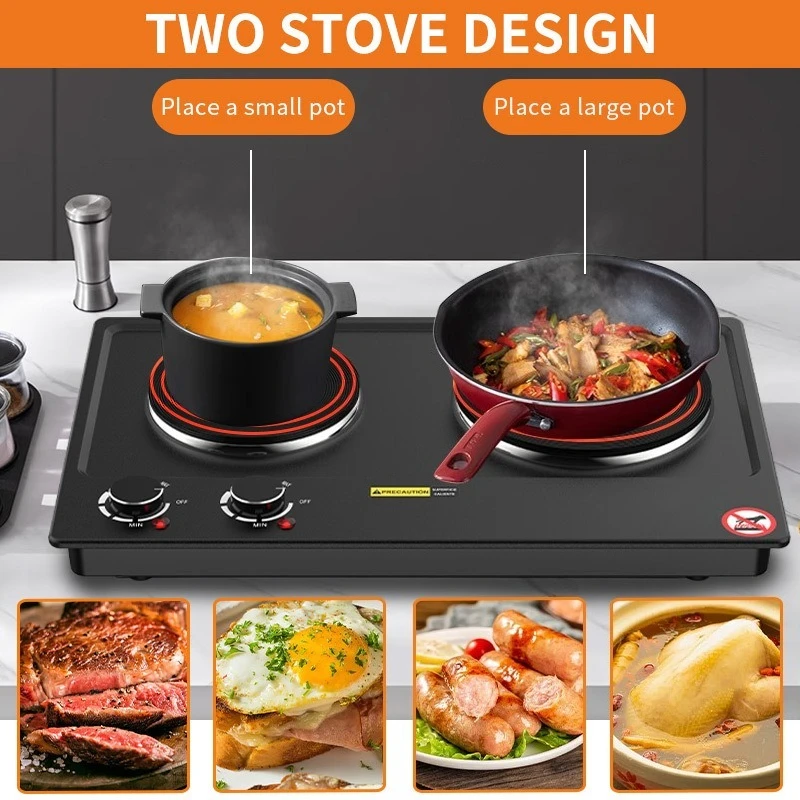 Induction Cooker Temperature Adjustment Electric Heating Stove 2500W Double Cooking Electric Fire Adjustment