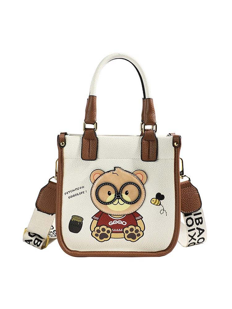 Beibaobao 2024 New Single Shoulder Crossbody Bag Leisure Bucket Bag Cartoon Bear Handheld Bag Fashion Women\'s Bag