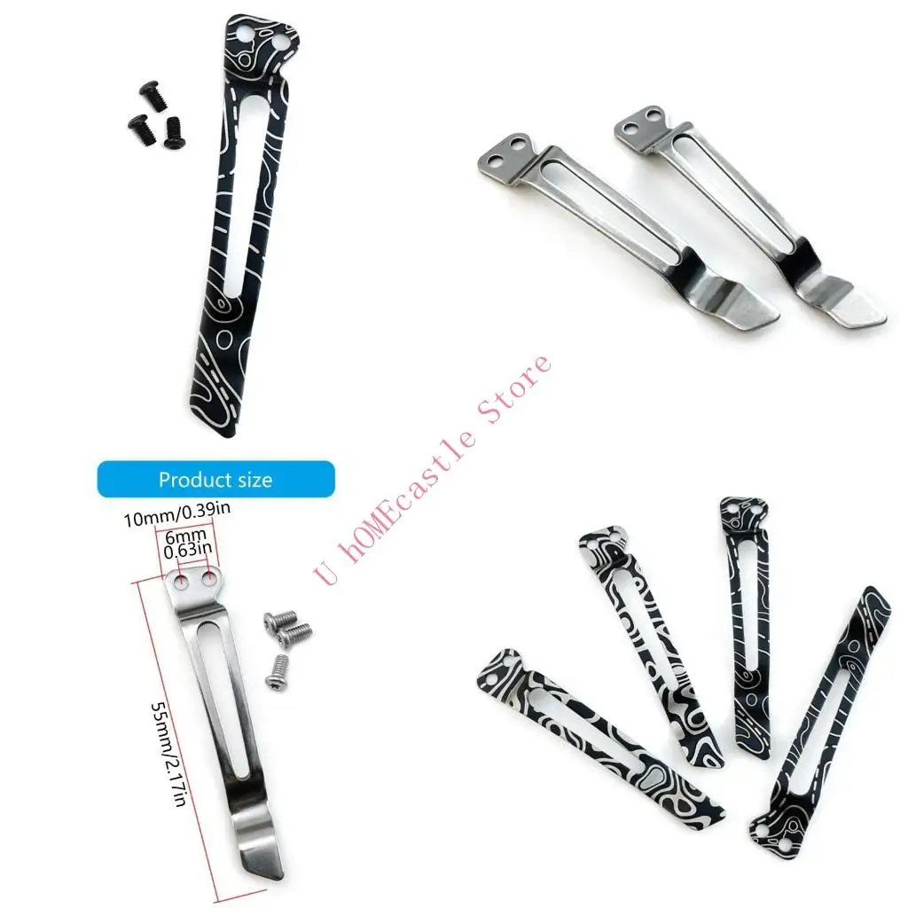 63HF Stainless Steel Folding Cutter Back Clip for Tool Part Replacement Pocket Carry Fix