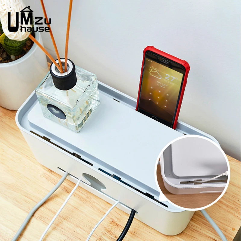 Power Strip Box Outlet Multi Socket Wire Management Case Charger Cable Plug Cover Desk Hide Storage Holder Office Home Organizer