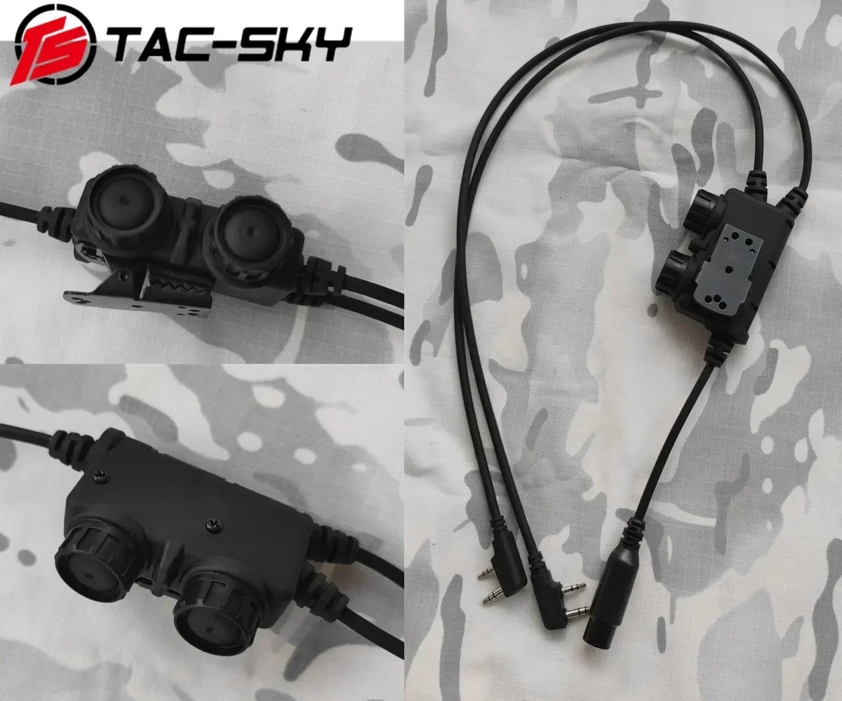 ยุทธวิธี RACDual การสื่อสาร PTT อะแดปเตอร์ยุทธวิธี COMTA สําหรับ SORDIN ชุดหูฟัง & KENWOOD Plug walkie-talkie