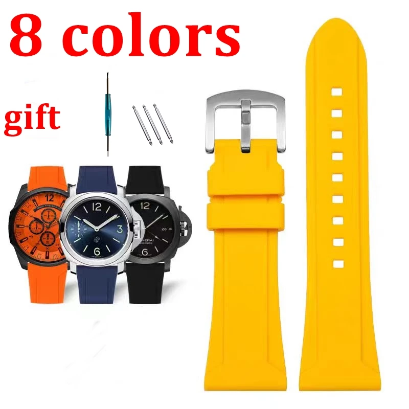 20mm 22mm 24mm 26mm para panerai samsung huawei garmin diesel pulseira pam relógio de borracha masculino pulseira à prova dwaterproof água