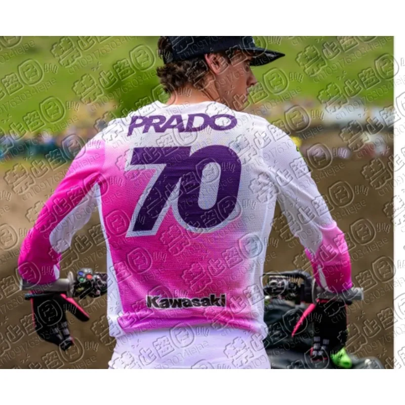 كاواساكي الصيف الرياضة في الهواء الطلق العصرية التجفيف السريع تنفس دراجة نارية بأكمام طويلة رقيقة الرياضة مريحة قميص طويل الأكمام #1