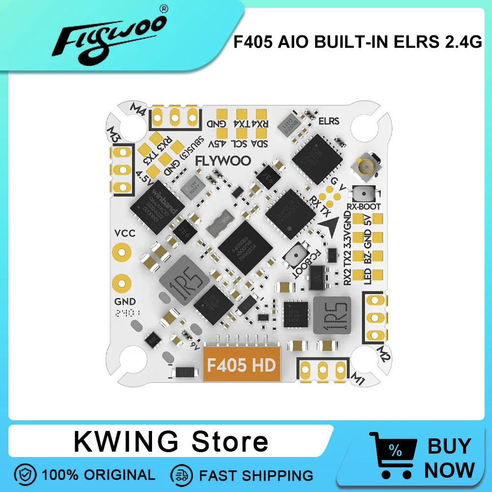 Flywoo GOKU F405 HD 1-2S 12A ELRS AIO V2 Plug&Play O4 / O4 PRO Lipo Type-c Design F405 V2 Flight Controller For Flylens 75 / 85