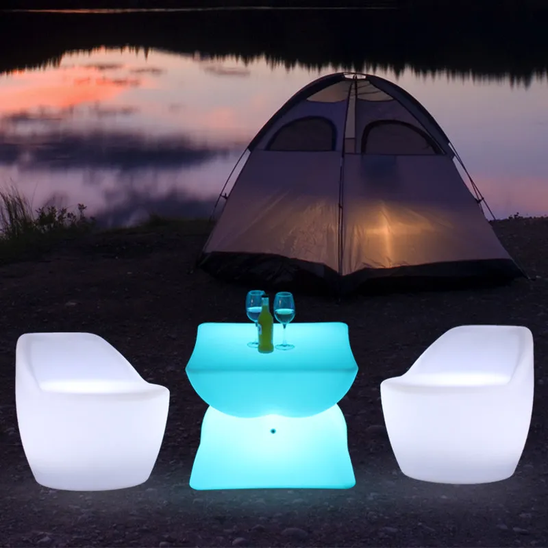 Bar led luminous coffee table table, chairs and stools combination KTV club fashionable seats, modern round low bar table