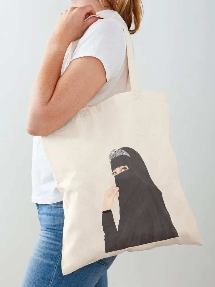 Niqab hijab princess drawing wearing crown Tote Bag Women's shopper bag tote bags aesthetic Tote Bag