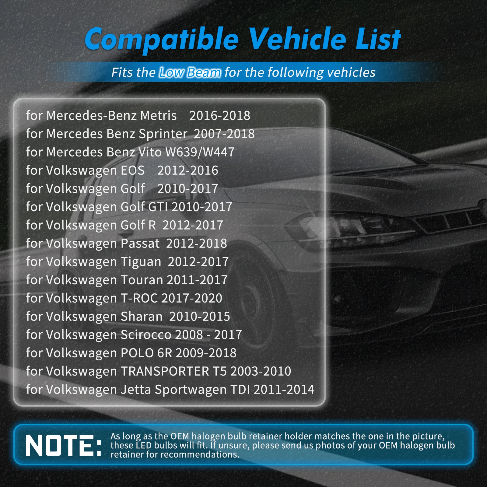 BEVINSEE 100 واط 10000LM H7 LED المصابيح الأمامية الكل في واحد عالية الطاقة لفولكس واجن جولف 6 MK6 جولف 7 MK7 توران لشركة فولكس فاجن باسات 12 فولت #6