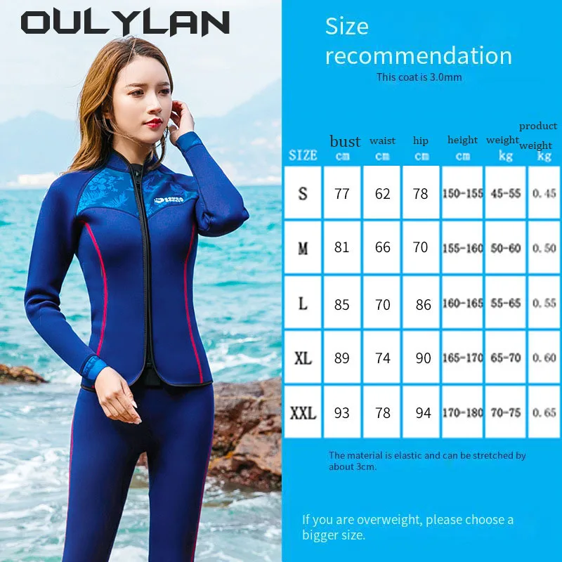 NEW Women Two-piece Diving Set Long Pants Keep Warm Swimming Jacket Snorkeling 3mm Wetsuit Professional Diving Clothes