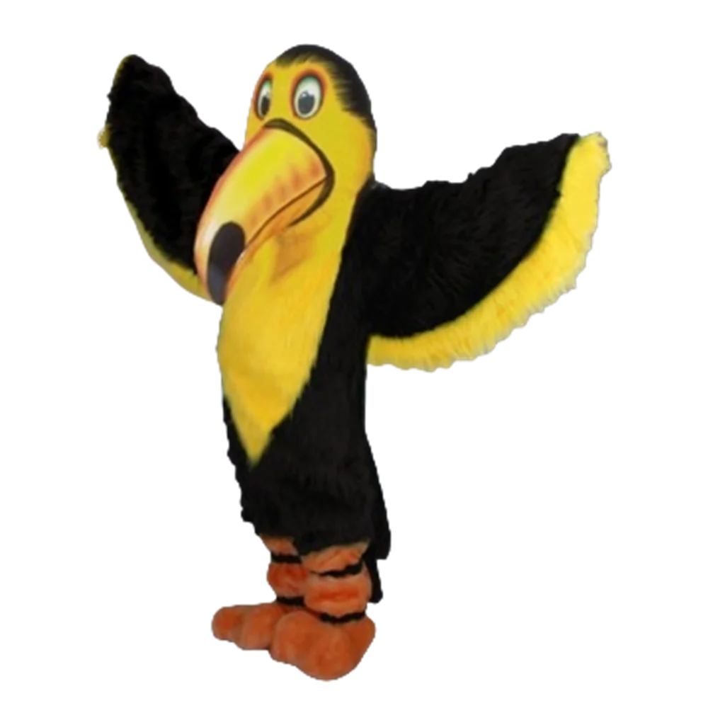 Long Hair Plush Material Yellow & Black Toucan Mascot Costume Foam Head with Helmet Adult Size Birds Mascota Outfit Suit SW563