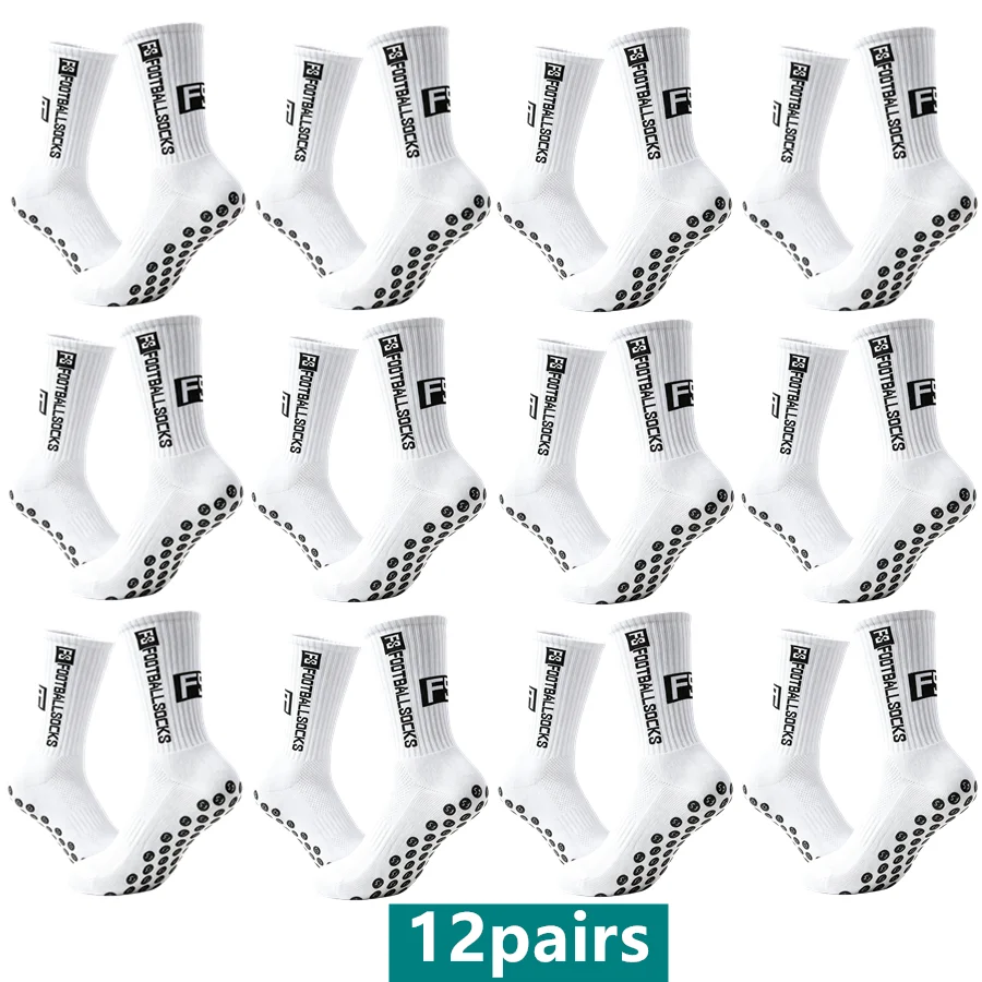 

12pairs mens womens anti slip grip football baseball sports grip towel bottom breathable shockproof professional socks