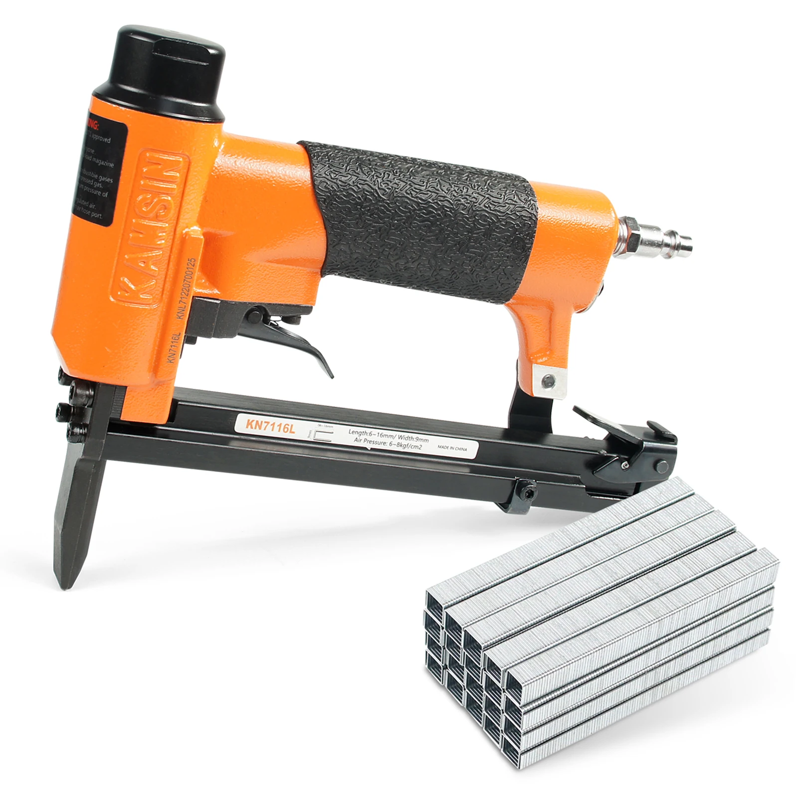 

KAMSIN KN7116L with 1000pcs 7106/7110 Fine wire staples,Long Nose 6-16mm Fine Wire Nailer U-type For Upholstery Woodworking