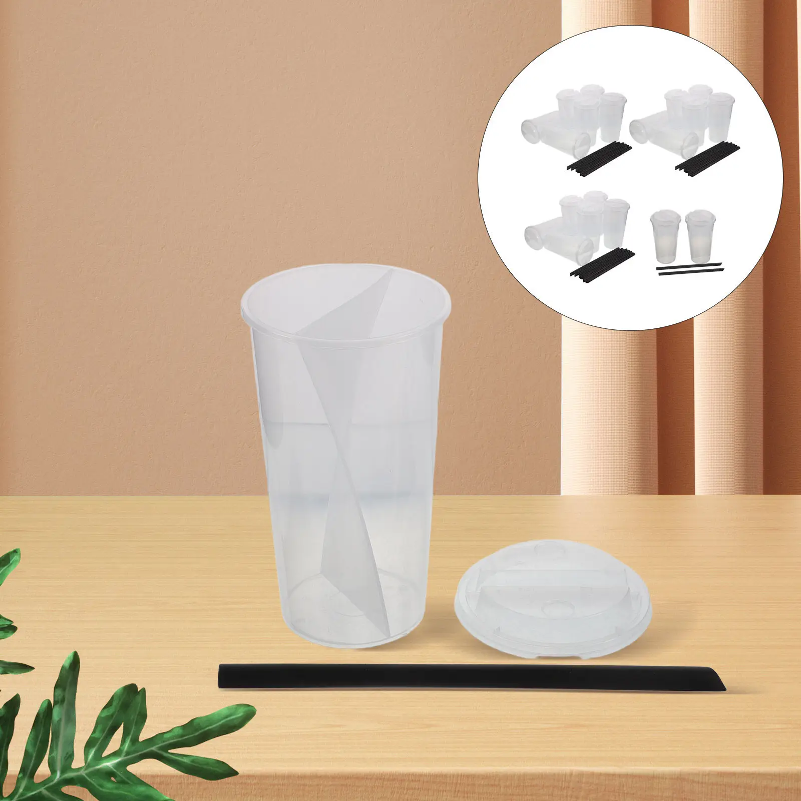 

20 наборов прозрачных одноразовых пластиковых стаканов с двумя отделениями по 700 мл, с крышкой и соломинкой, для бабл-чая, кофе, романтических свиданий