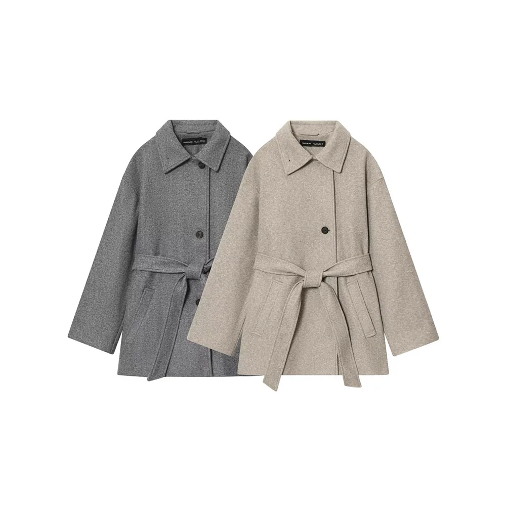 

Autumn new women's clothing fashion temperament double-layer collar soft coat jacket