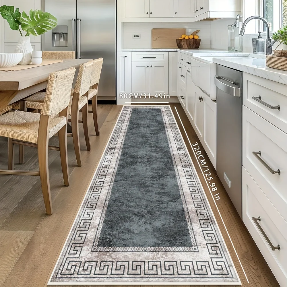 VIKAMA Alfombra de pasillo larga de estilo minimalista y de lujo, decoración del hogar, alfombra para el suelo de la cocina, alfombras para lavandería, alfombra para balcón con bordes
