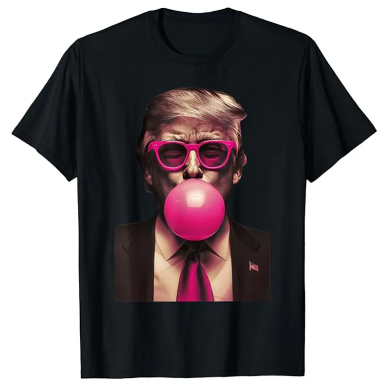 Trump Bubble Gum T-Shirt Humor Funny Graphic Outfit 2024 Election Cute Campaign Tee Short Sleeve Blouses Novelty Husband Gift