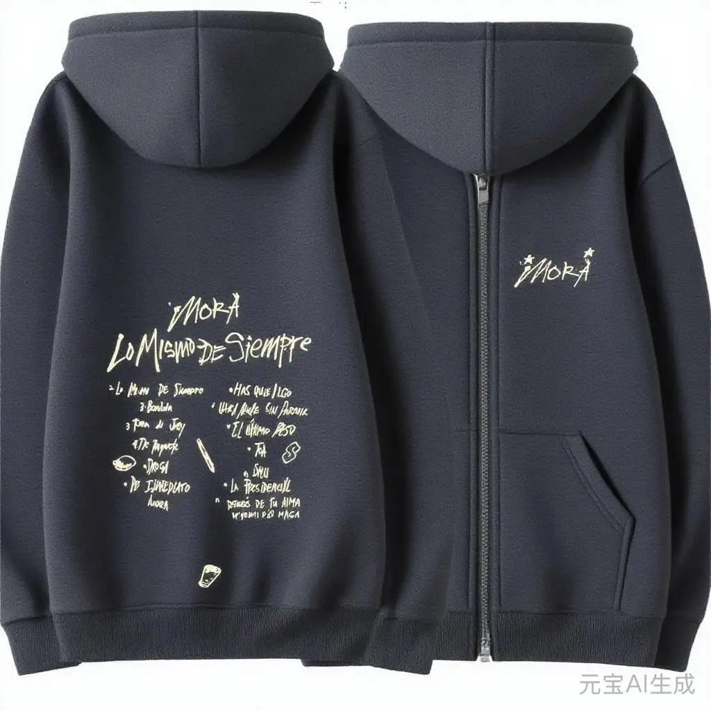 مغني الراب مورا لو ميسمو دي Siempre 2025 قلنسوة بسحاب الرجال النساء الهيب هوب موضة موسيقى البوب زمم سترة الرجال المتضخم الشارع الشهير