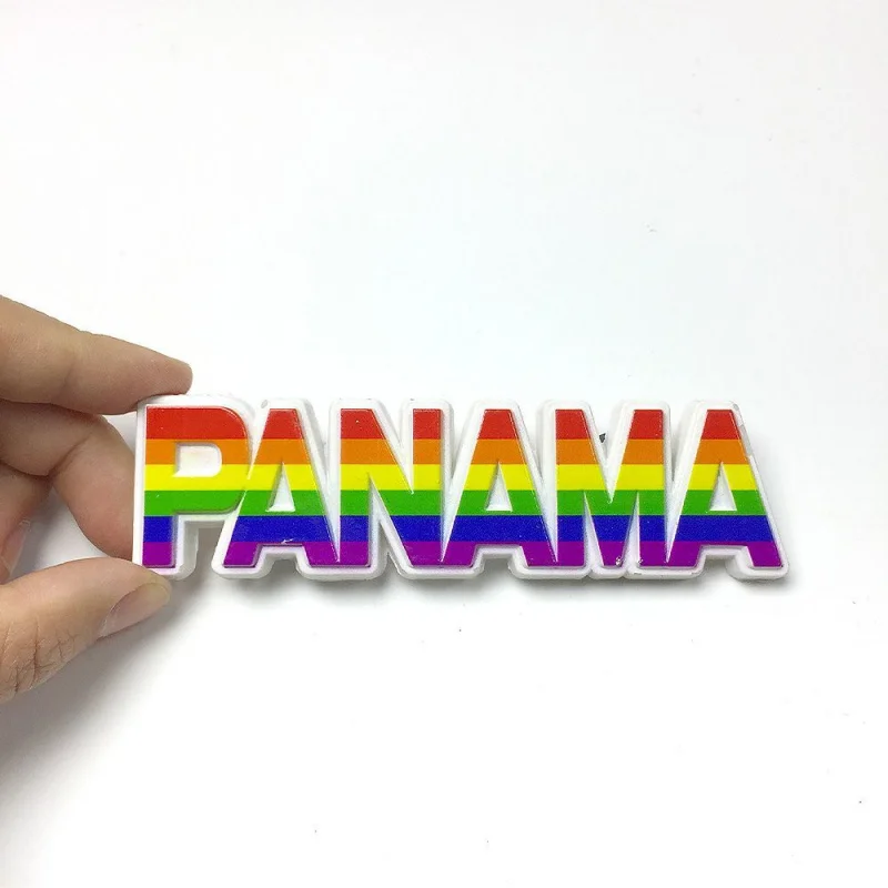

Panama Personalized Creative High-Value Rainbow Text Magnetic Fridge Magnet Travel Souvenir Home Decoration