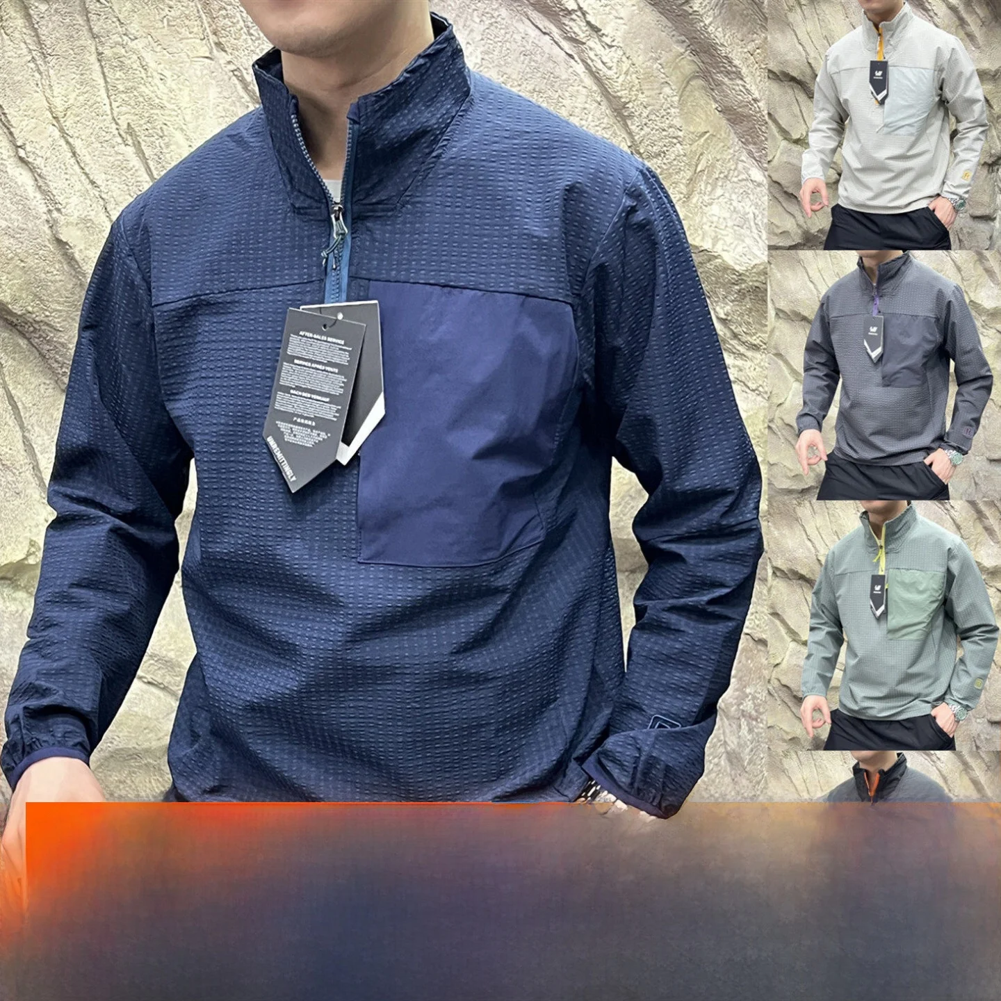 R2 Series 3D Tailored Outdoor Unisex Hoodie Towel Base Structure Stand Collar Sweatshirt Standard Fit Casual Style Long Sleeve