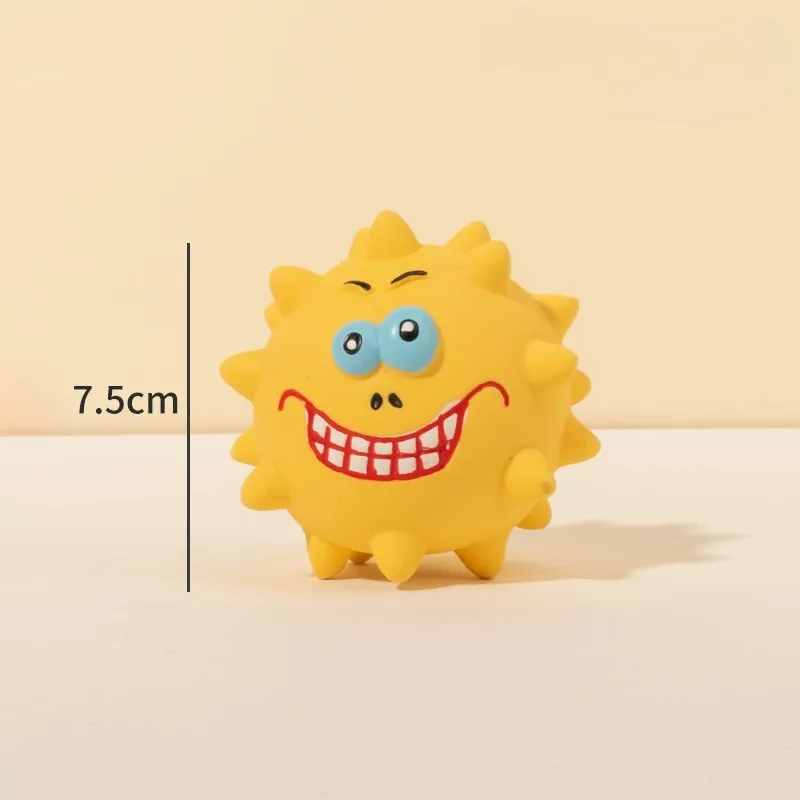 1PC Pet Latex Toys Emoji Face Sound Stinging Ball Personality Trend Latex Puppy Dog Teeth Grinding Teeth Spherical Dog Toys