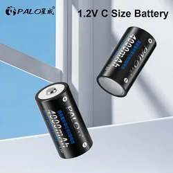 PALO 1.2V C Size Rechargeable Battery 4000mAh Type C LR14 R14 NIMH Battery C Cell for Flashlight Gas Cooker Radio Clock Trash