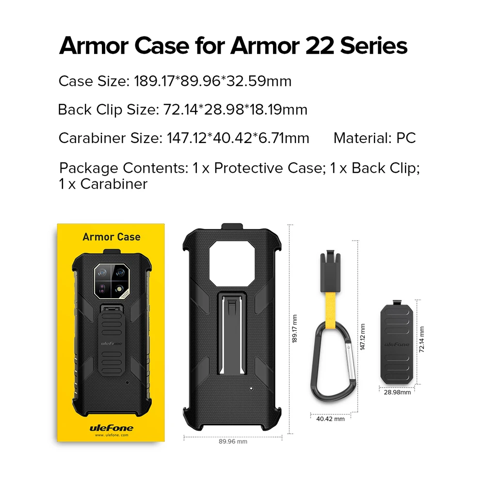 Ulefone  Phone Case For Armor 22 Original  Case with Belt Clip and Carabiner