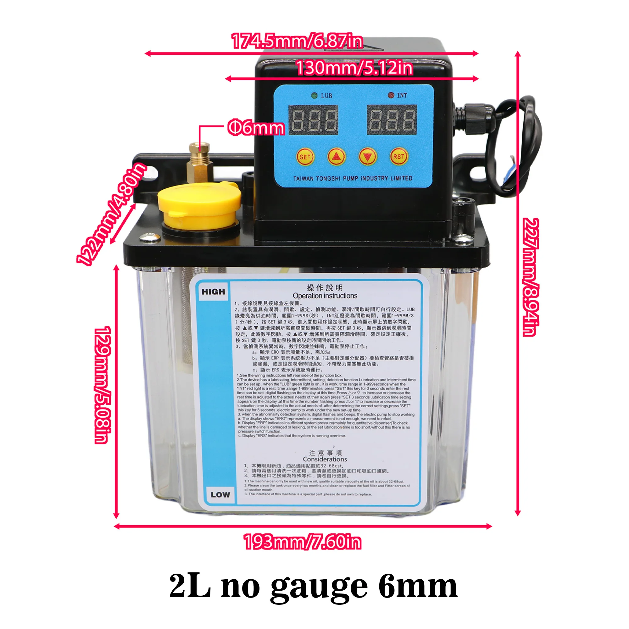 1L 2L CNC Smering Pomp Systeem Kit AC220V AC110V 4mm 6mm Automatische Smering Oliepomp Elektrische Vet voor CNC Machine Tool