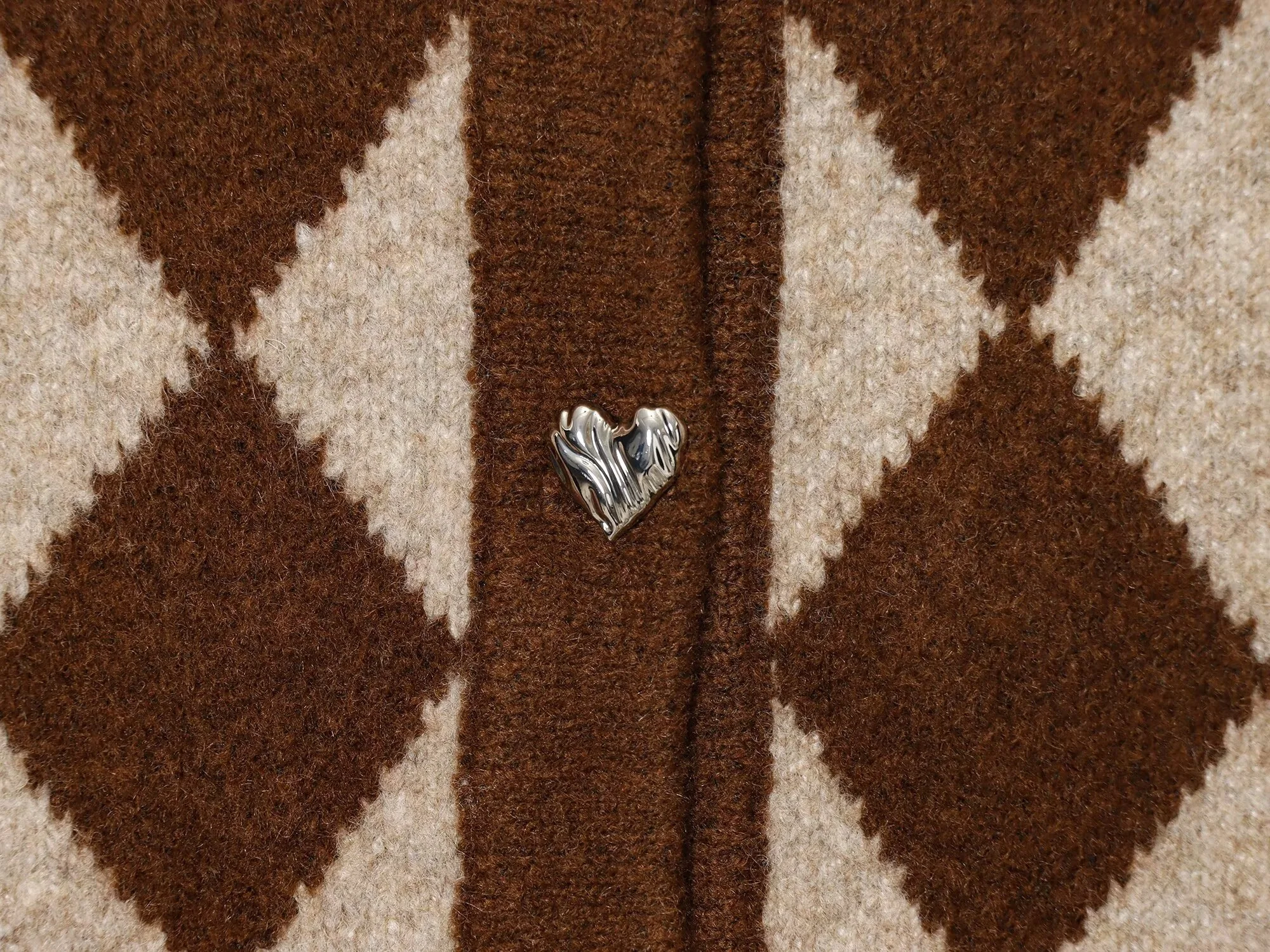 2025年秋新作 レディース シンプル レトロファッション スイート＆カジュアル ラウンドネック ダイヤモンド柄 ジャカードニットコート