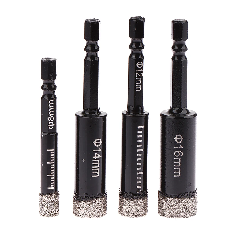 Granite Vitrified Tile Hole Opener Diamond Drill Bit Black 6-16mm Hexagonal Shank Brazed Dry Ceramic Tile Drill Bit